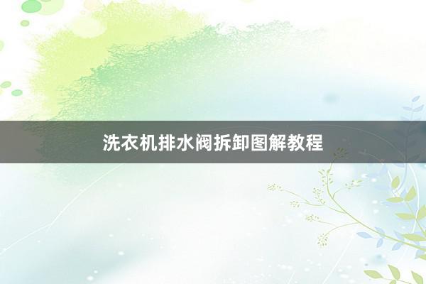 洗衣机排水阀拆卸图解教程
